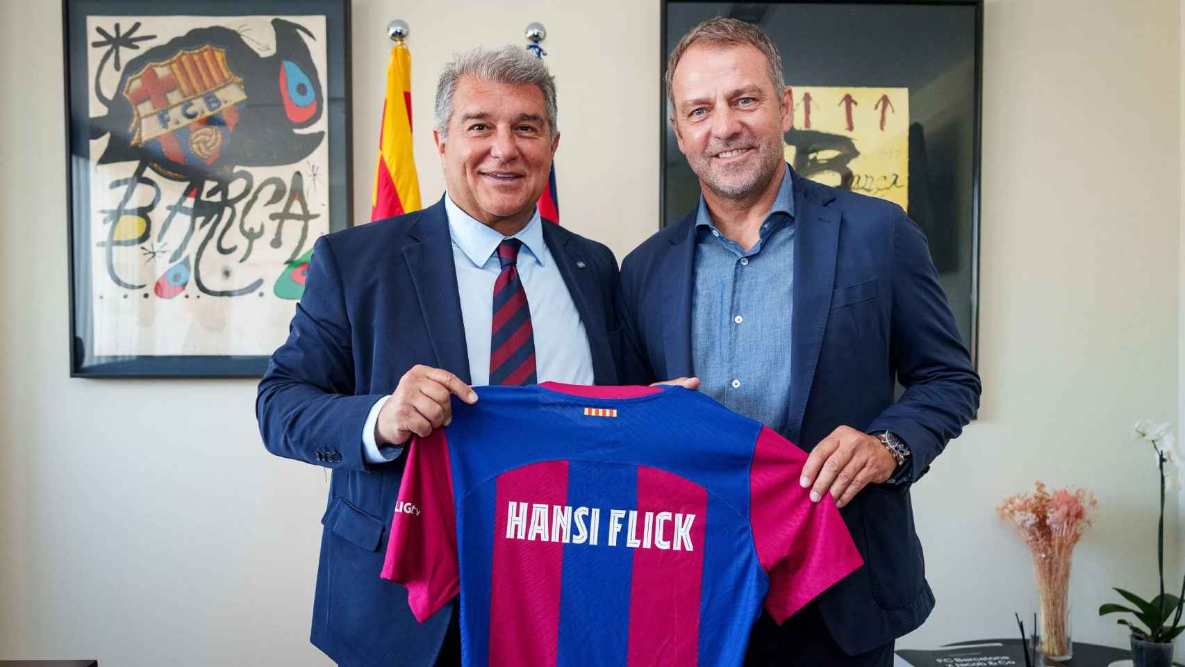 Joan Laporta presenta a Hansi Flick como entrenador del Barça