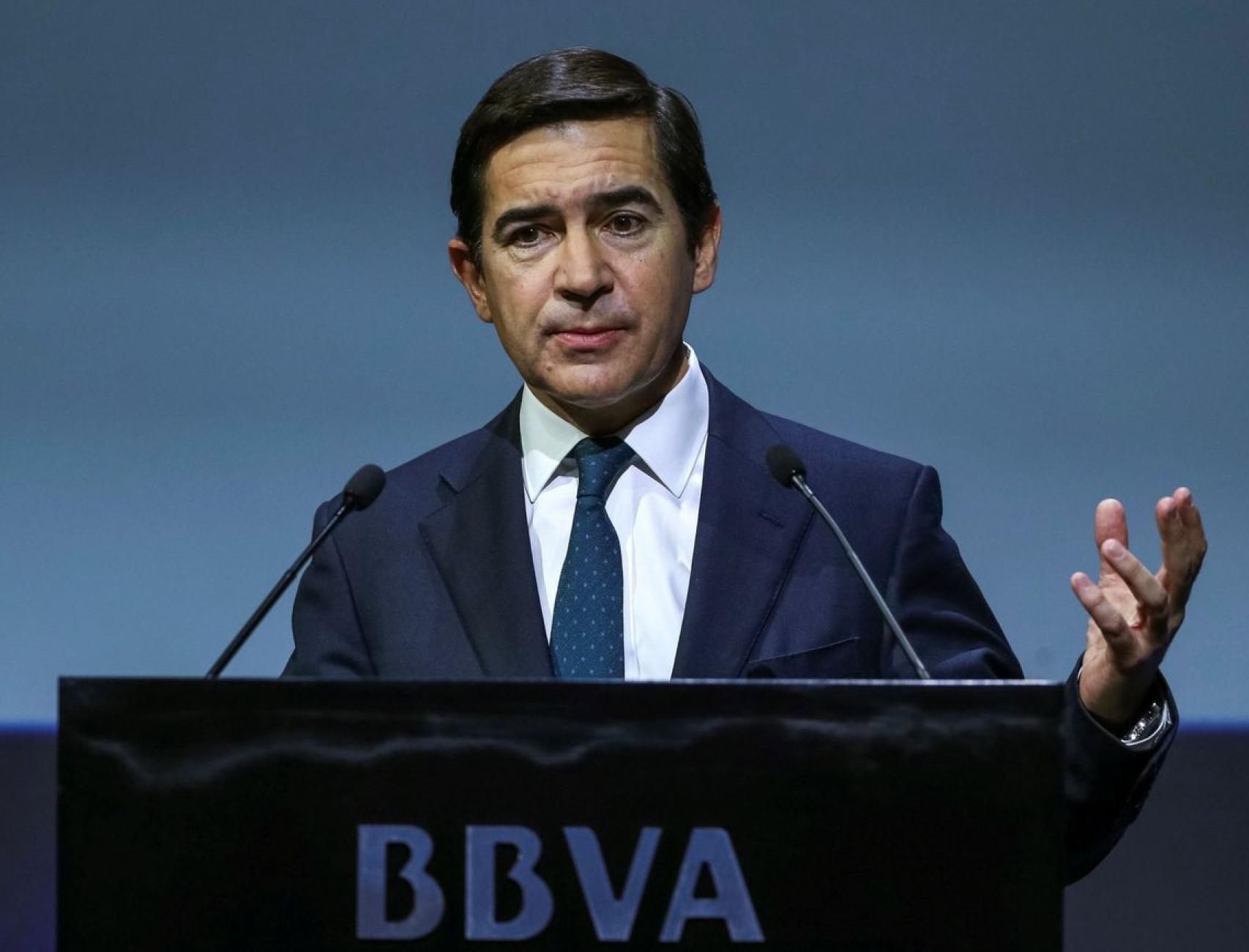 El presidente del BBVA, Carlos Torres, en una comparecencia corporativa