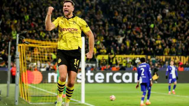 Niclas Füllkrug celebra un gol contra el Atlético de Madrid en la Champions League