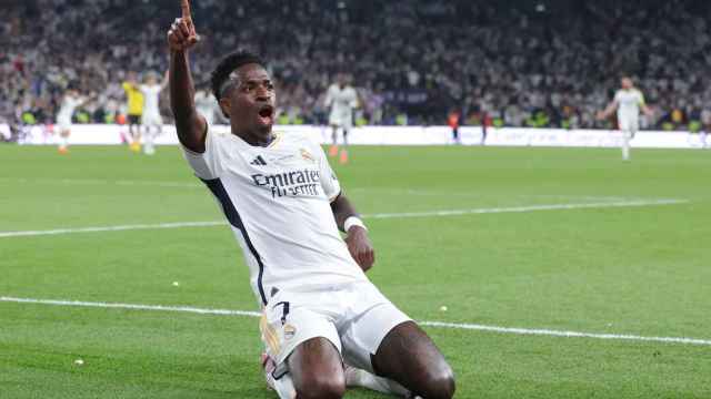 Vinicius Jr, eufórico tras marcar el segundo gol del Real Madrid contra el Borussia