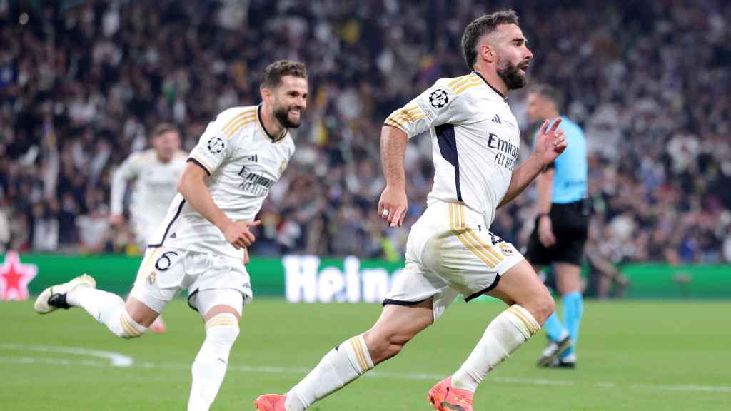 Dani Carvajal festeja su gol al Borussia Dortmund en la final de la Champions