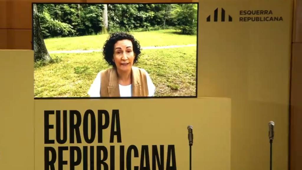 Marta Rovira interviene en el mitin de Vic por vía telemática