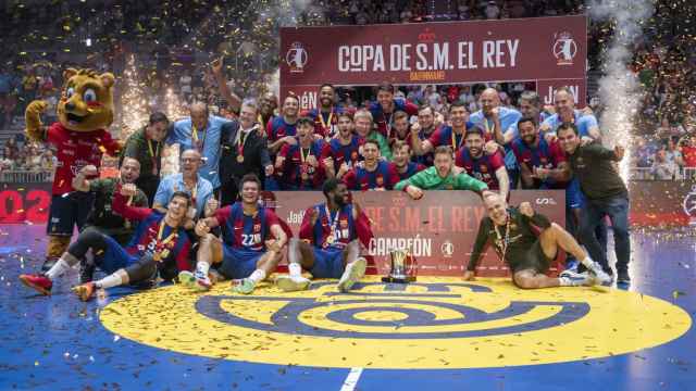 El Barça de balonmano celebra la conquista de la Copa del Rey en Jaén