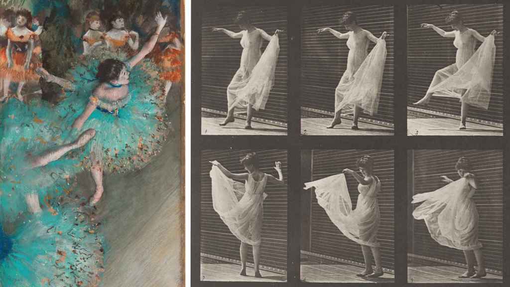 Una de las ‘bailarinas’ de Degas con la serie ‘Mujer bailando’ de Eadweard Muybridge.
