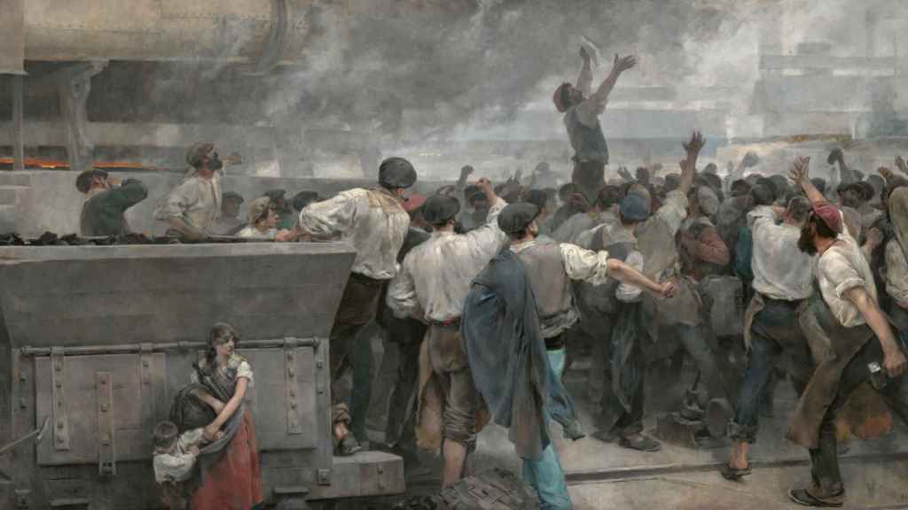 El lienzo ‘Una huelga de obreros en Vizcaya’ (1892), del pintor madrileño Vicente Cutanda.