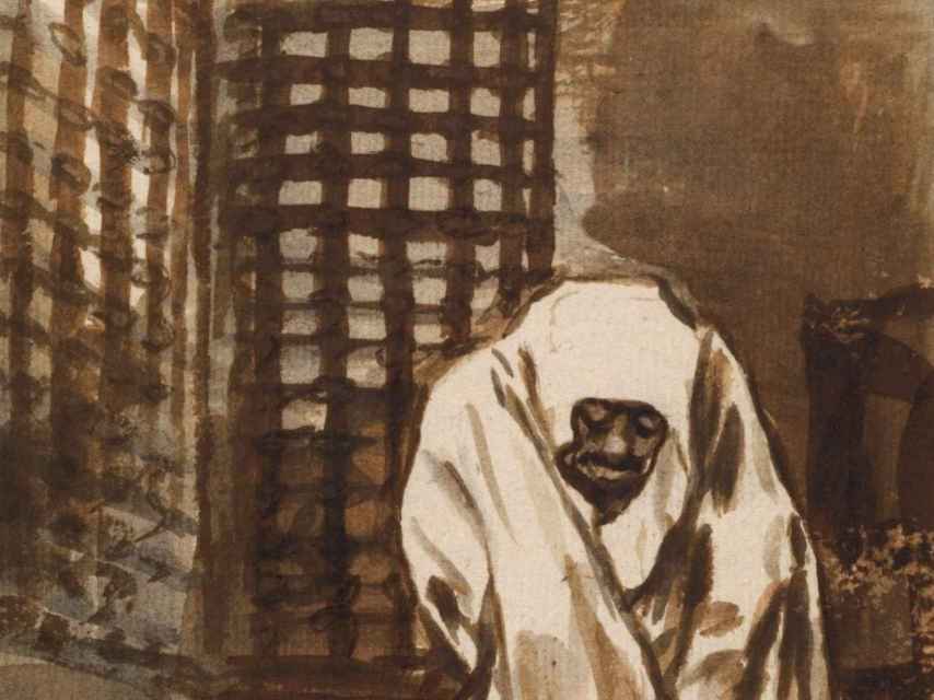 Detalle del dibujo de Goya 'No comas, célebre Torrigiano’, en el que muestra al escultor en su celda.