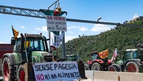 Protesta en la AP-7, entre La Jonquera (Girona) y Le Perthus (Francia)