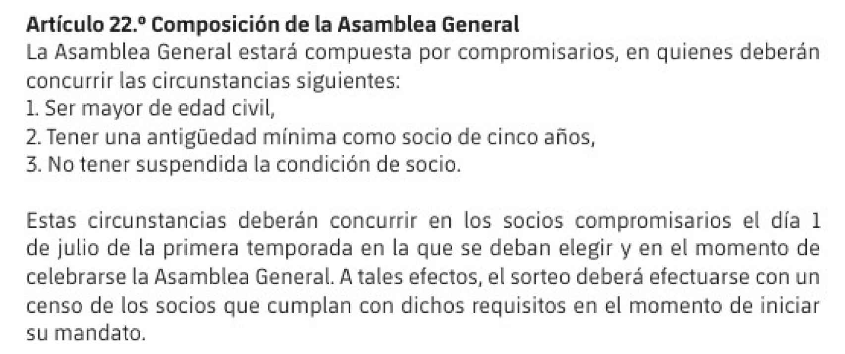 ¿Cómo ser socio compromisario? Artículo 22 de los Estatutos del FC Barcelona