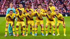 Los once jugadores del Barça, en un partido de la temporada 2019-20