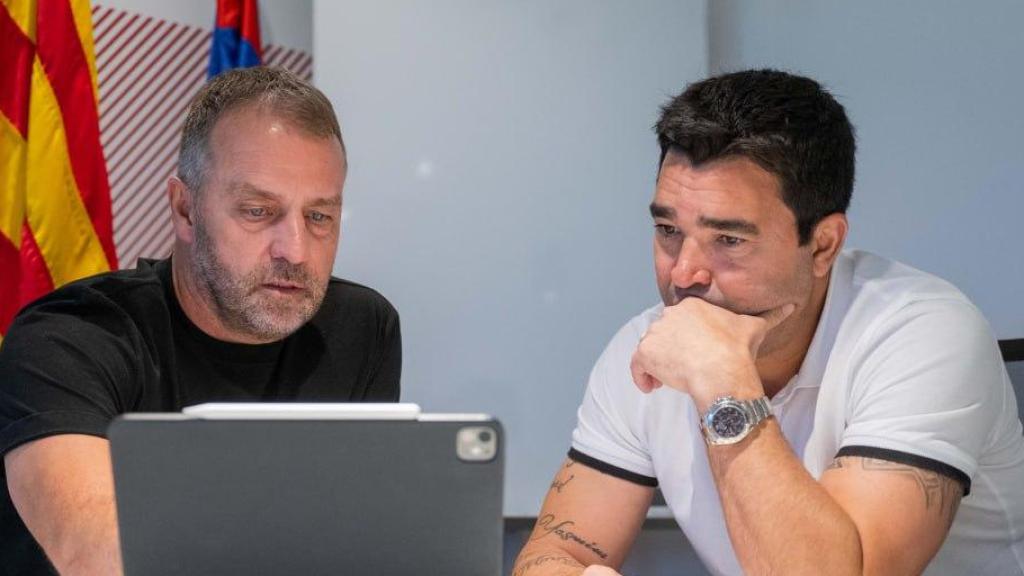 Hansi Flick y Deco en la Ciutat Esportiva Joan Gamper
