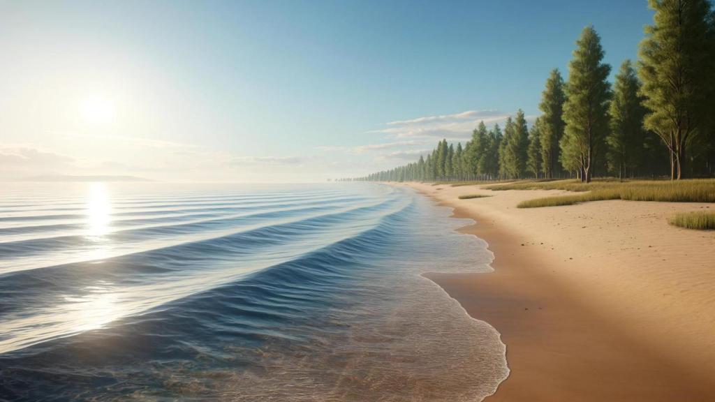 Imagen realista de una extensa playa generada con IA