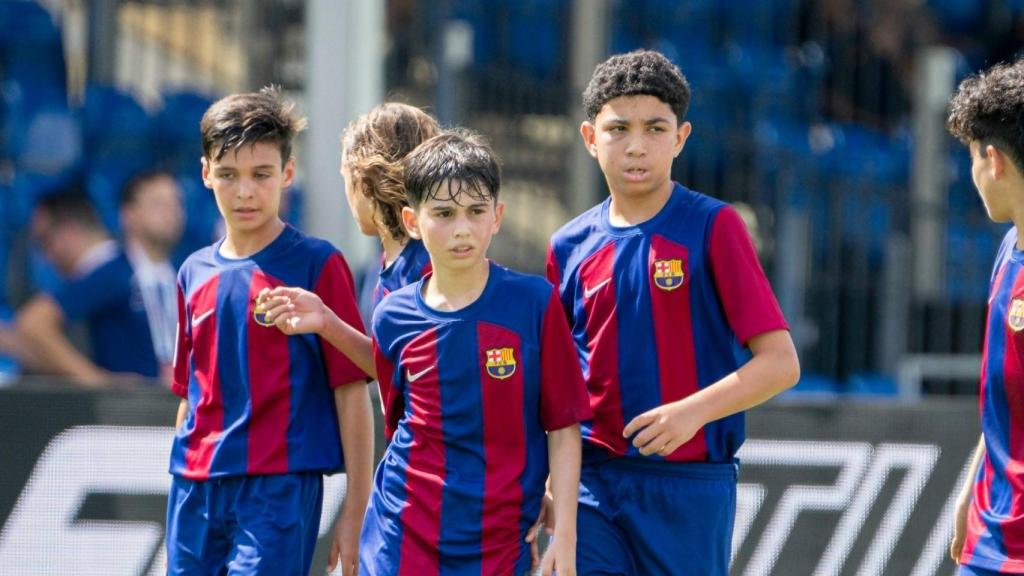 El alevín del Barça celebra la victoria contra el Inter Miami