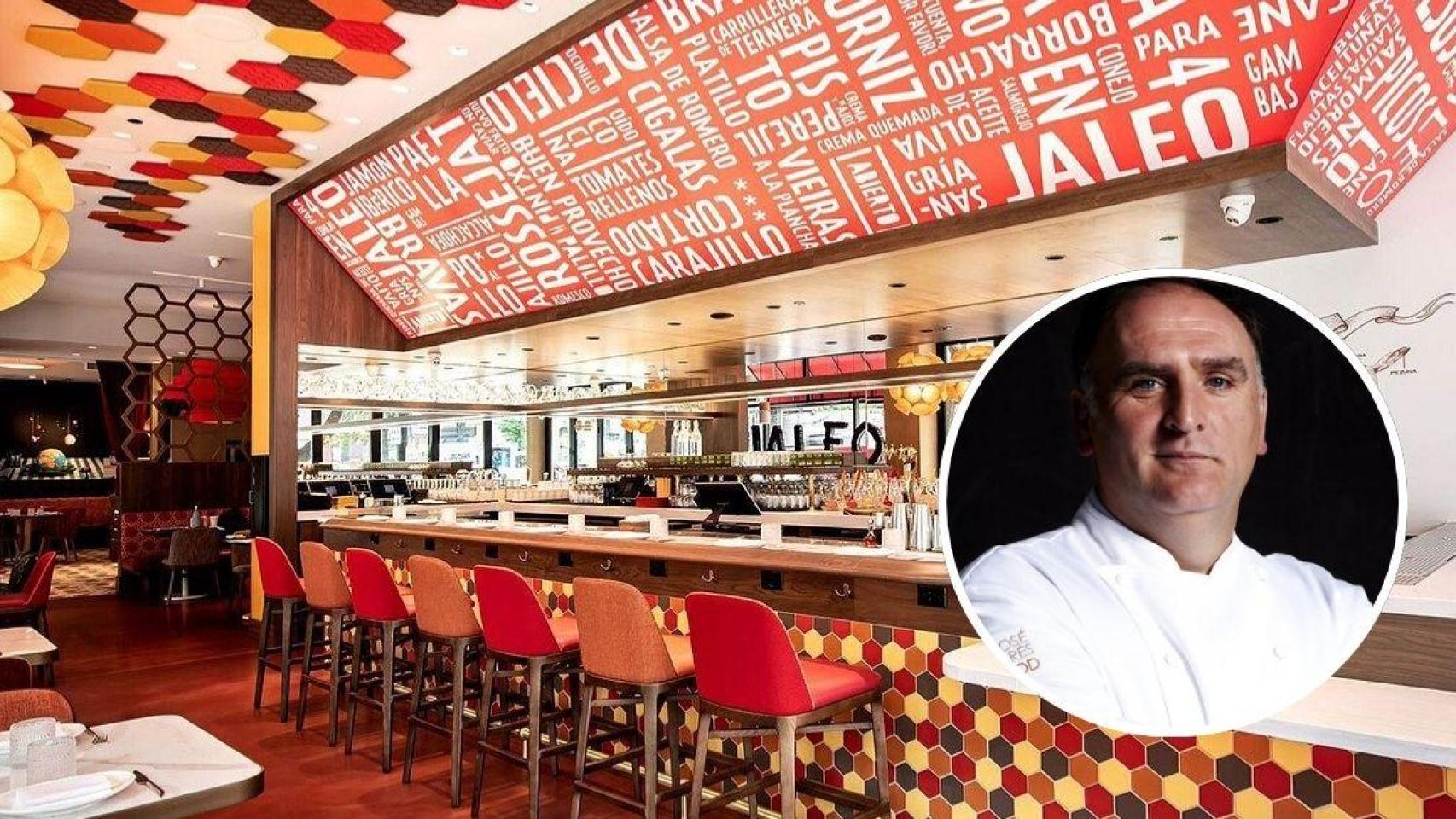 Fotomontaje restaurante Jaleo de Chicago y José Andrés
