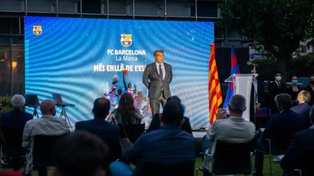 Joan Laporta, presidente del Barça, en un acto en la Masía