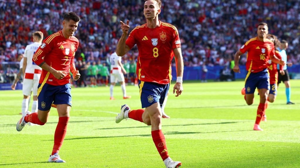 Fabián Ruiz celebra su gol contra Croacia en el debut de España en la Eurocopa