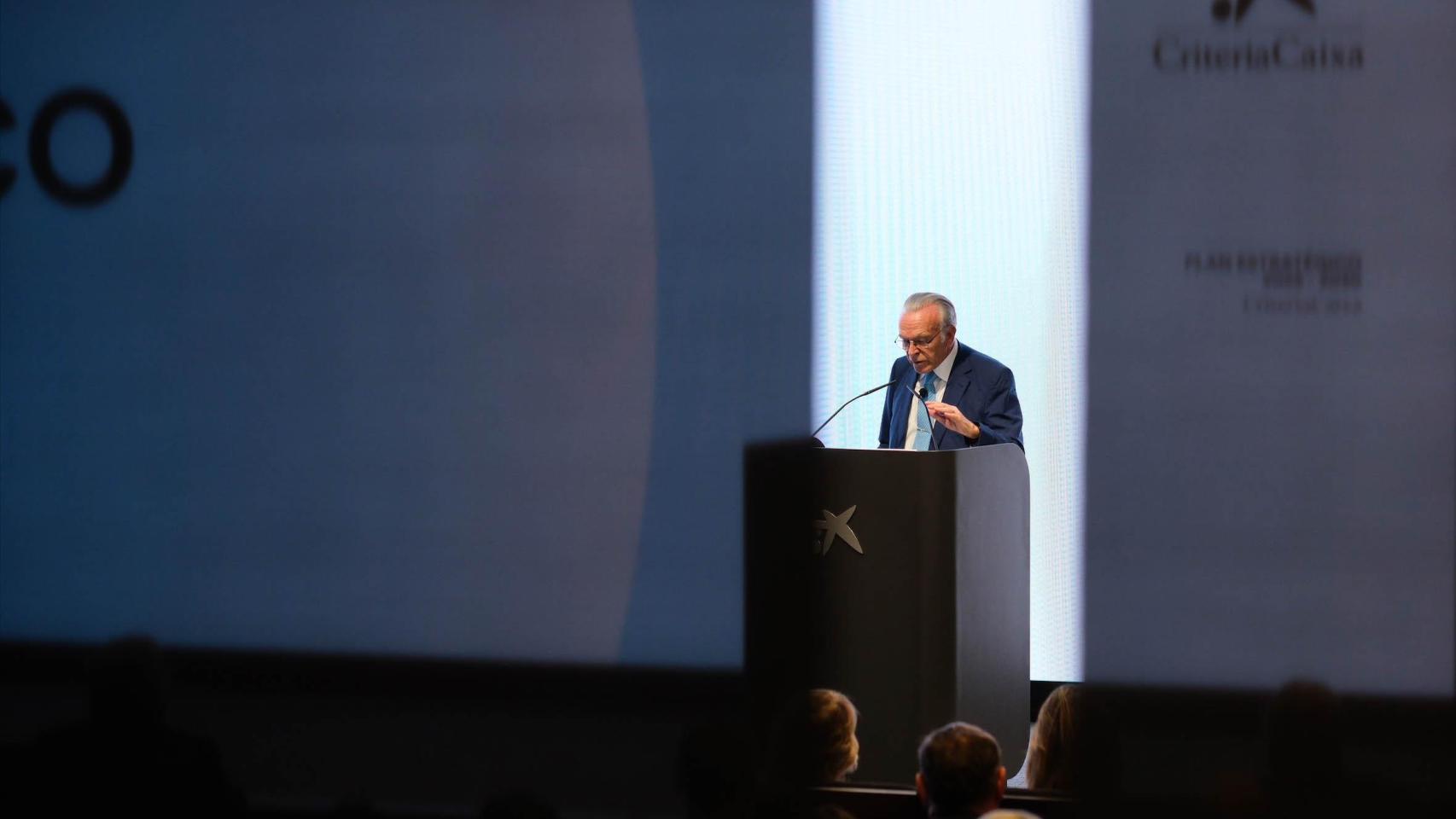 Isidro Fainé, presidente de la Fundación Bancaria La Caixa y de Criteria, en la presentación del Plan Estratégico del holding / SIMÓN SÁNCHEZ