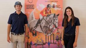 El jinete olímpico Pedro Veniss y la amazona Sira Martínez, en la presentación del cartel de la 112ª edición del CSIO Barcelona