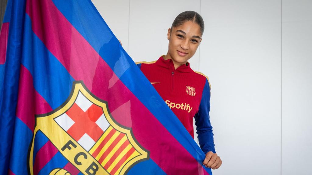 Sydney Schertenleib, en su presentación con el Barça Femenino