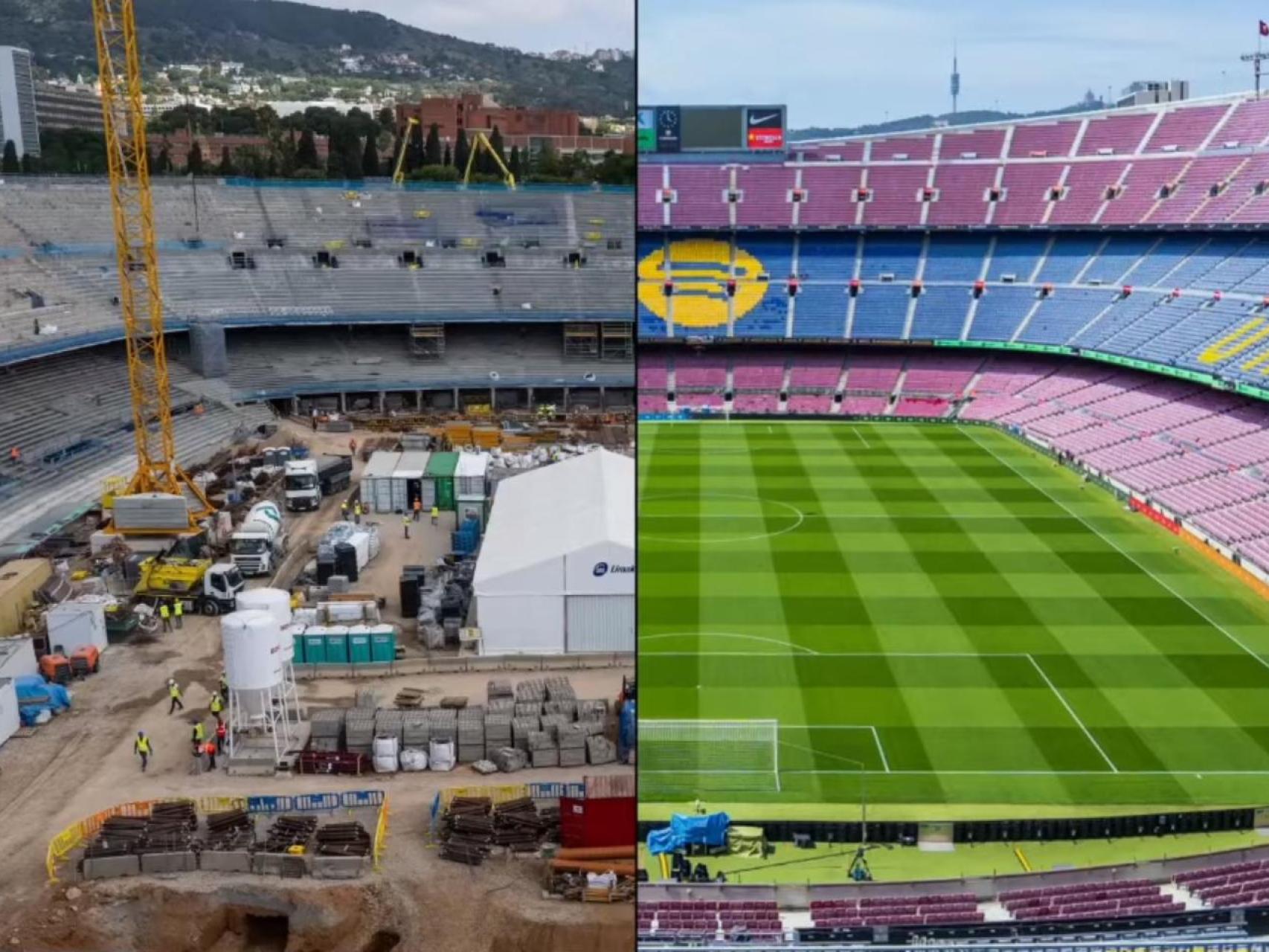 Nuevo vídeo de las obras del Camp Nou: impactante comparativa del antes y  el después