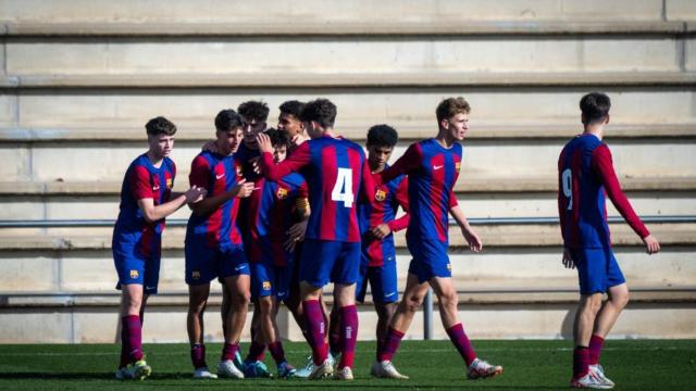 El Juvenil B del Barça celebra una victoria en la Liga Nacional
