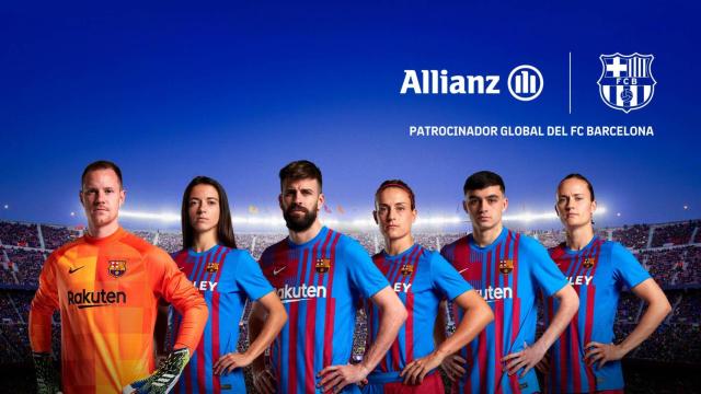 El Barça, anunciando el acuerdo de patrocinio con Allianz en 2021
