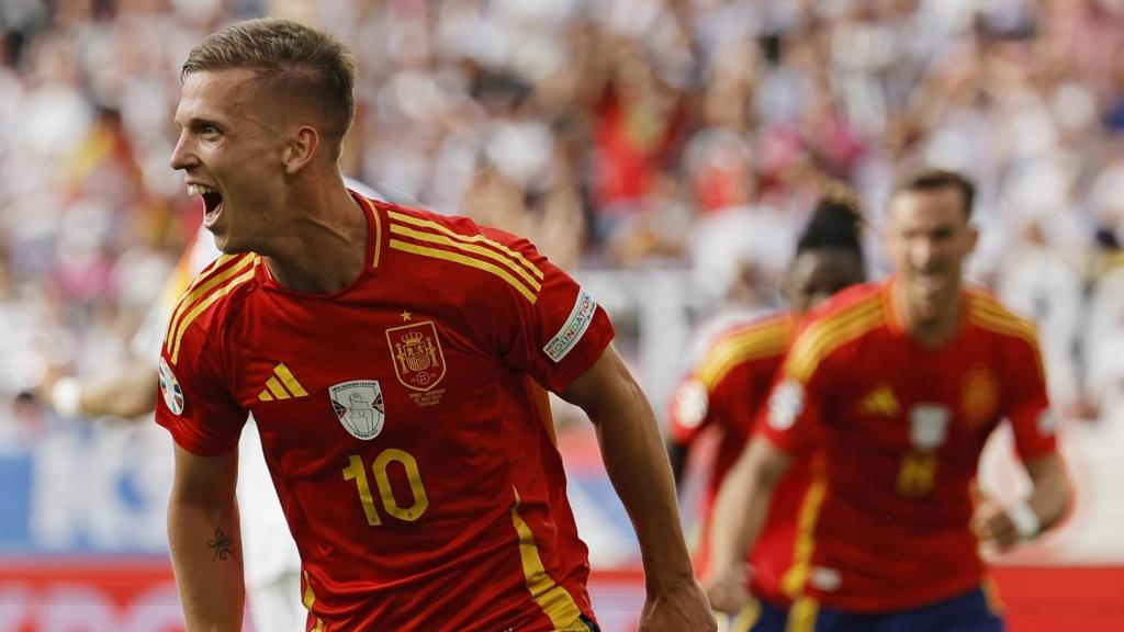 Dani Olmo celebra su gol ante Alemania