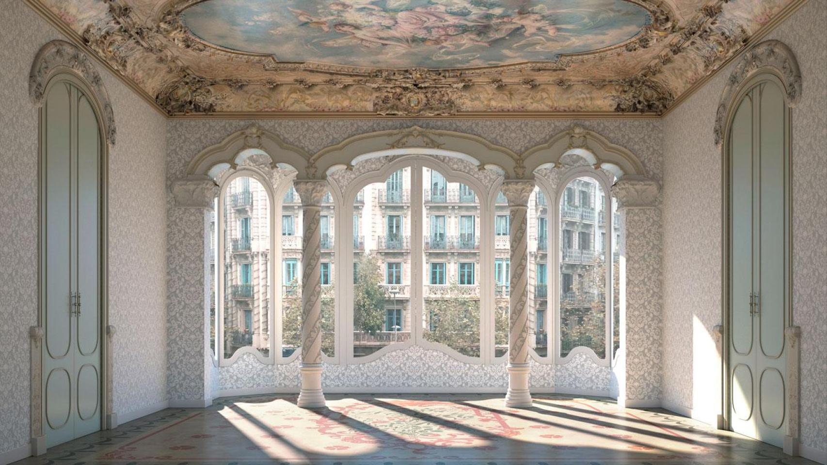 Recreación digital de un balcón de la histórica Casa Enric Llorens de Barcelona