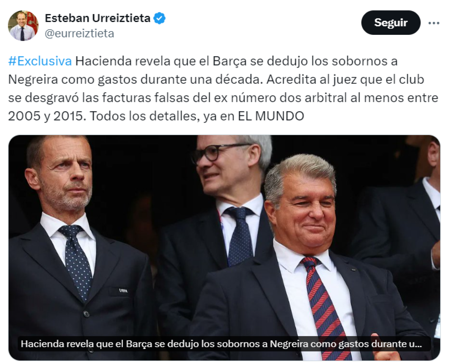 El periodista Esteban Urreiztieta todavía acusa al Barça de sobornos