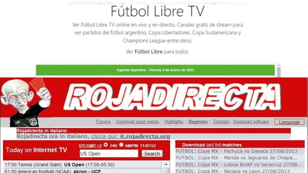 Fútbol Libre y Rojadirecta, dos de las páginas más famosas de piratería en el mundo