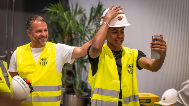 Hansi Flick y Lamine Yamal, justo antes de visitar las obras del nuevo Camp Nou