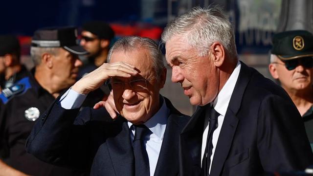 Florentino Pérez, junto a Carlo Ancelotti, en un acto del Real Madrid