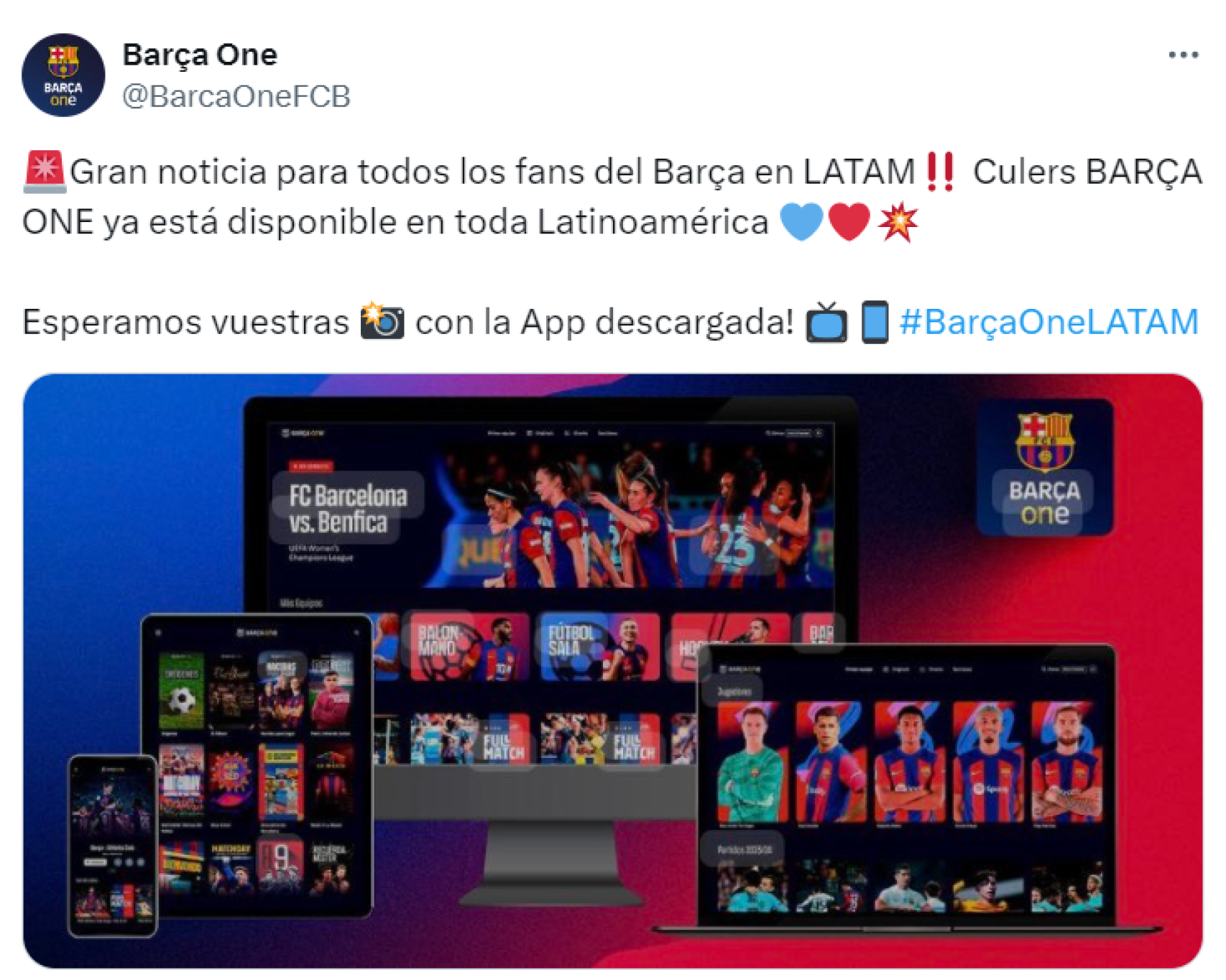 Barça One se expande a toda Latinoamérica