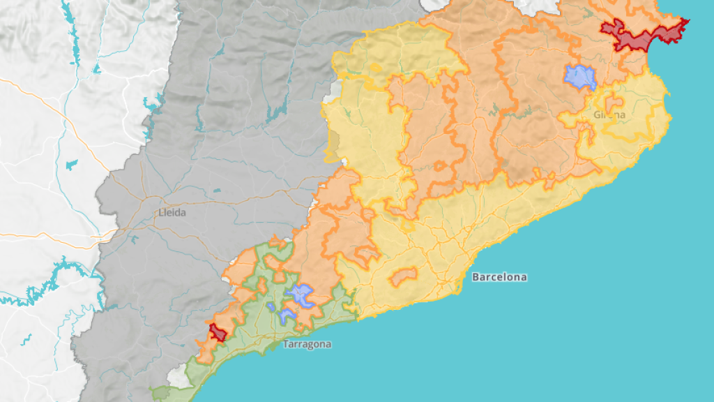El actual mapa de la sequía en Cataluña