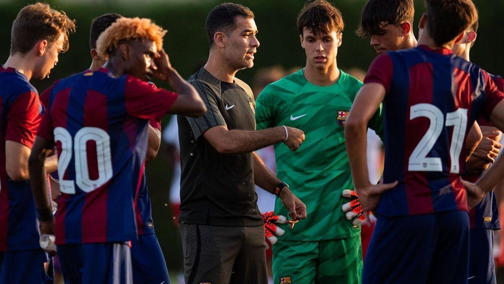 Rafa Márquez, durante un partido del filial del Barça en la temporada 2023-24