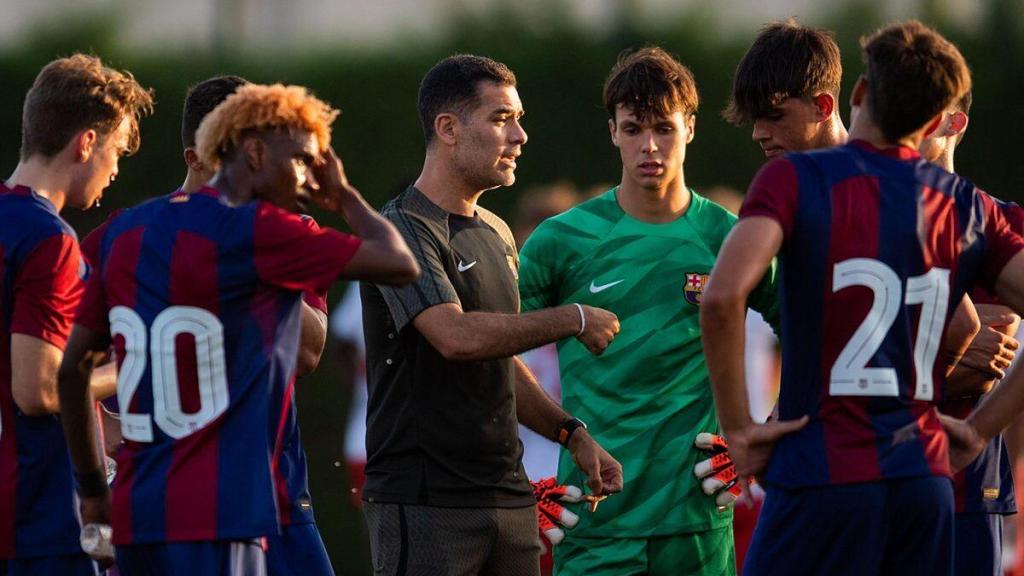 Rafa Márquez, durante un partido del filial del Barça en la temporada 2023-24