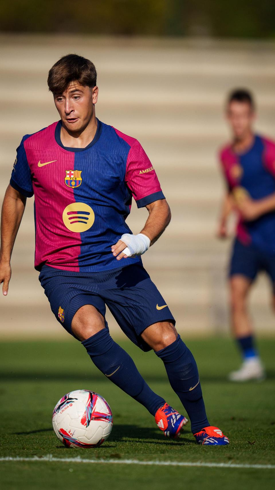 Pablo Torre, durante el amistoso Barça-Olot