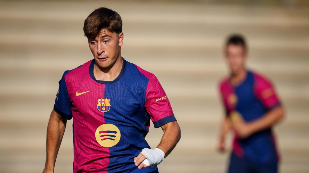 Pablo Torre, durante el amistoso Barça-Olot