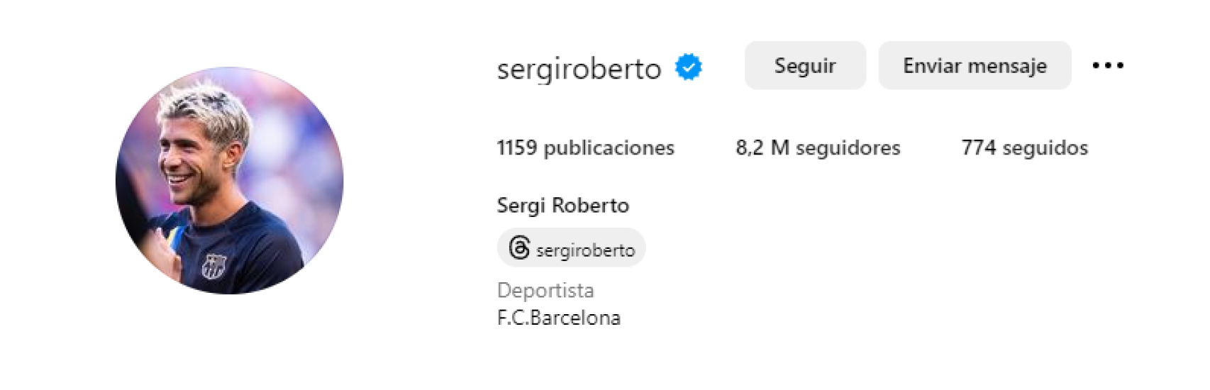 El perfil de Instagram de Sergi Roberto