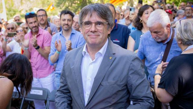 Carles Puigdemont, en el acto de Junts en Els Banys i Palaldà (Francia)