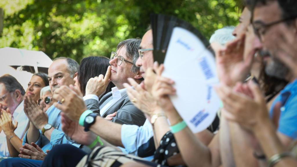 El expresidente de la Generalitat de Catalunya, Carles Puigdemont, en un acto de Junts