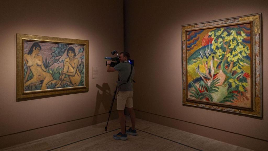 Lienzos de los expresionistas Otto Mueller y Ernst Ludwig Kirchner en la exposición ‘La memoria colonial en las colecciones Thyssen-Bornemisza’.