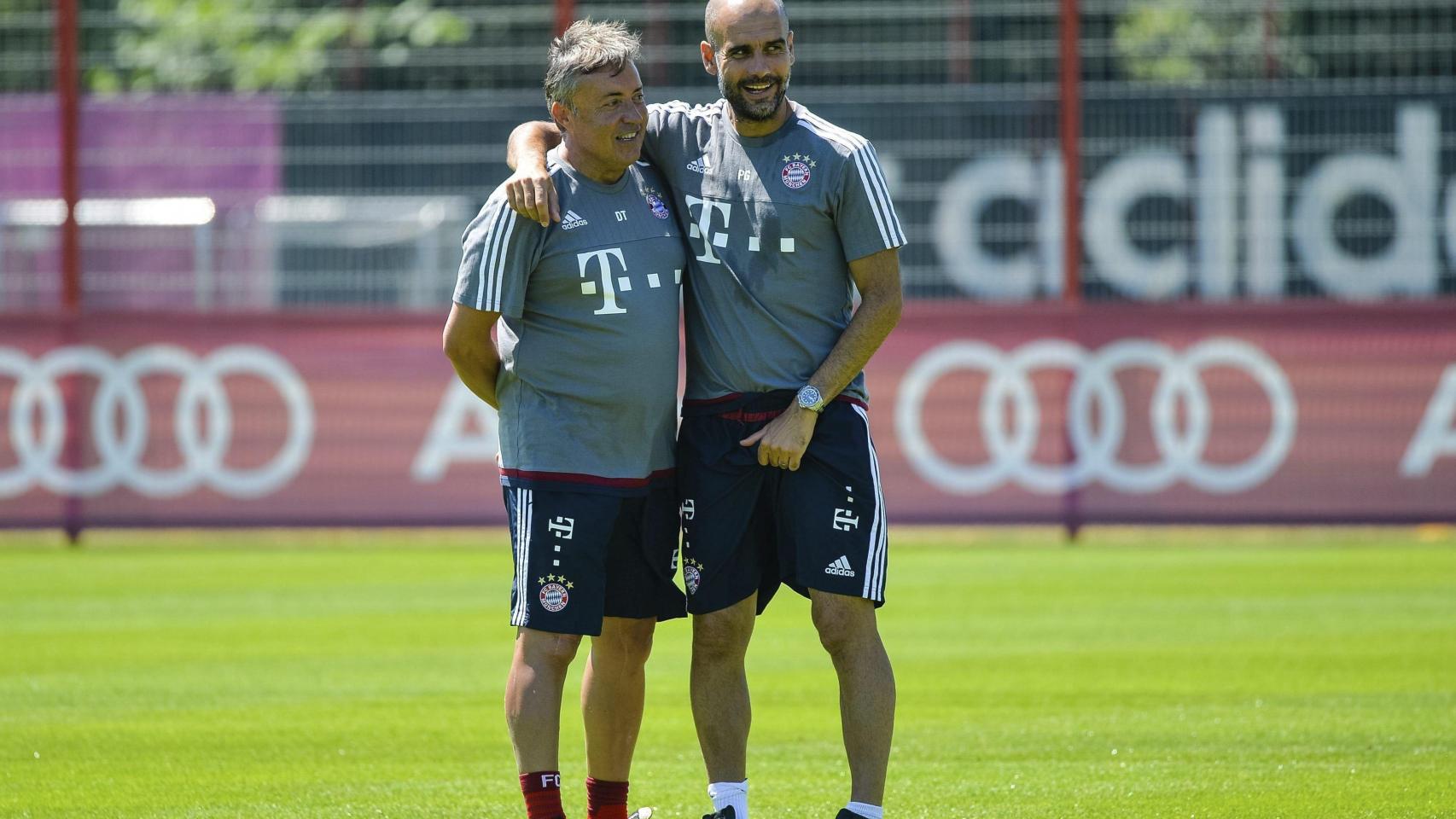 Domènec Torrent y Pep Guardiola, durante su etapa en el Bayern de Múnich