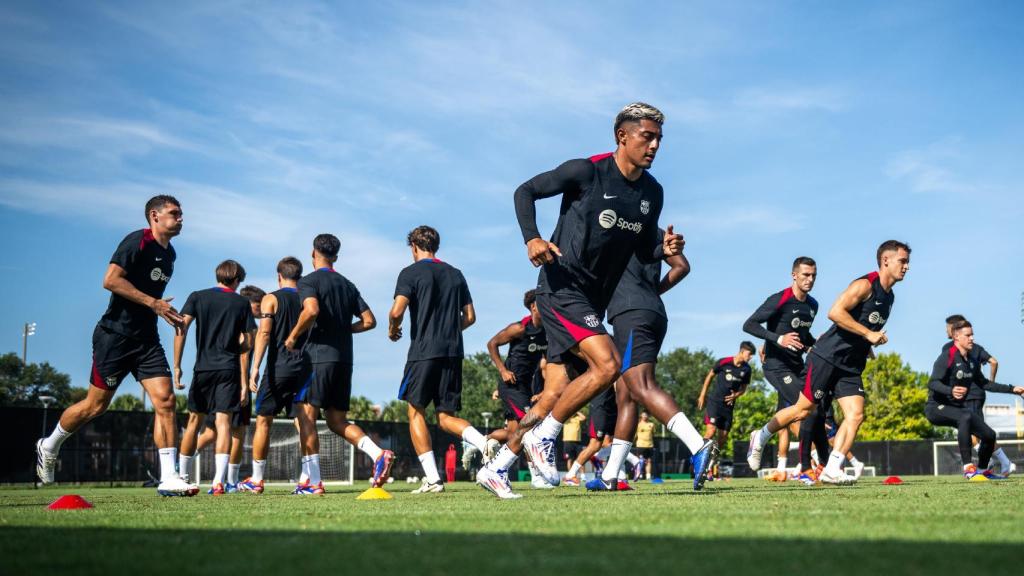 El Barça de Hansi Flick, en el entrenamiento previo al partido contra el Manchester City