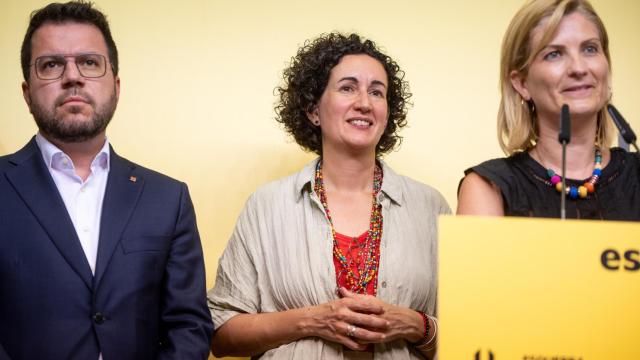 Pere Aragonès, Marta Rovira y Raquel Sans, durante la presentación del preacuerdo alcanzado con el PSC