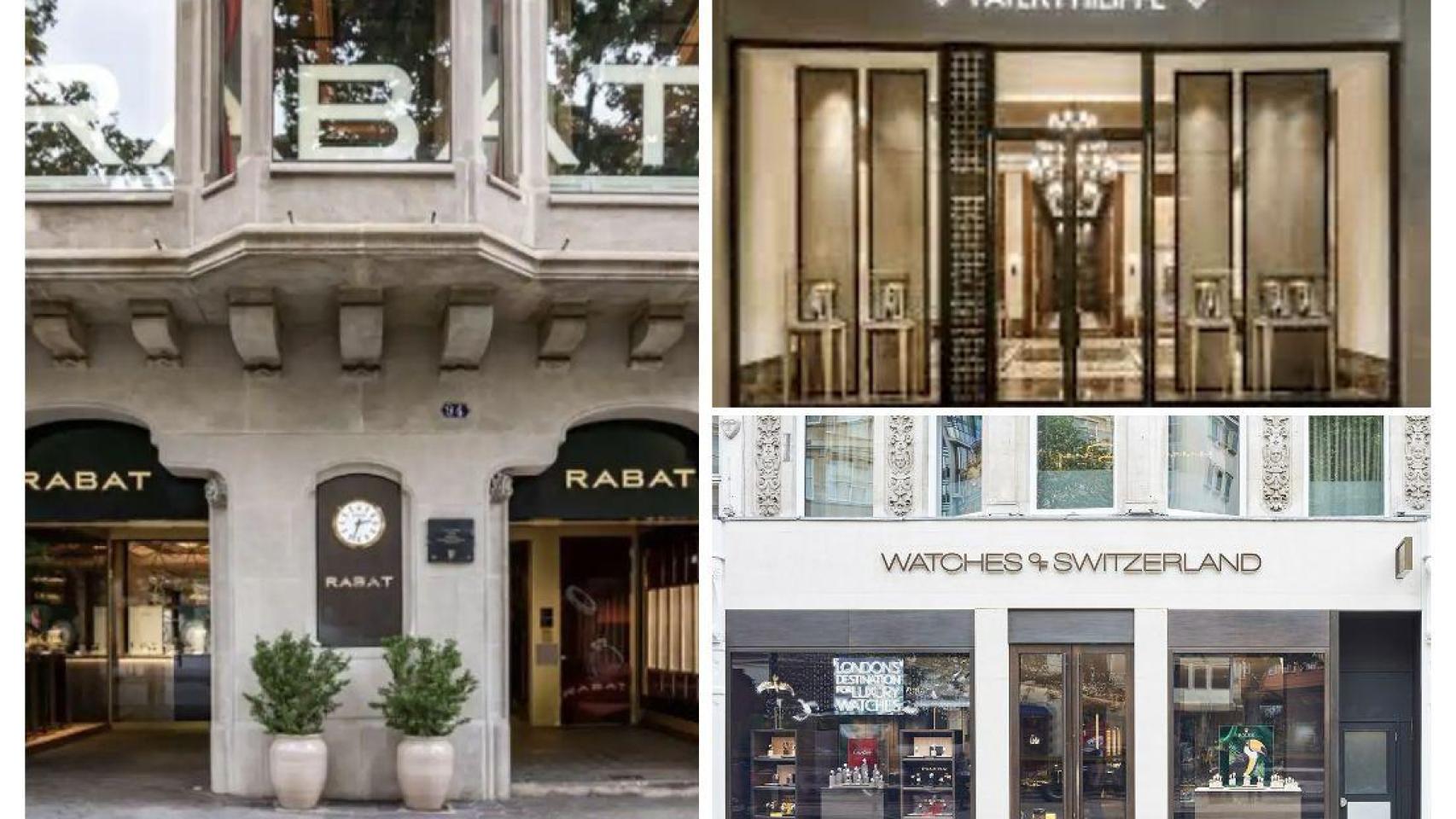 Tiendas de las marcas Rabat, Patek Philippe y Watches of Switzerland, en un fotomontaje