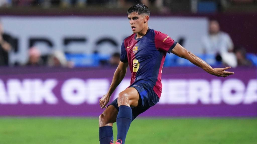 Gerard Martín, durante el partido del Barça contra el Manchester City