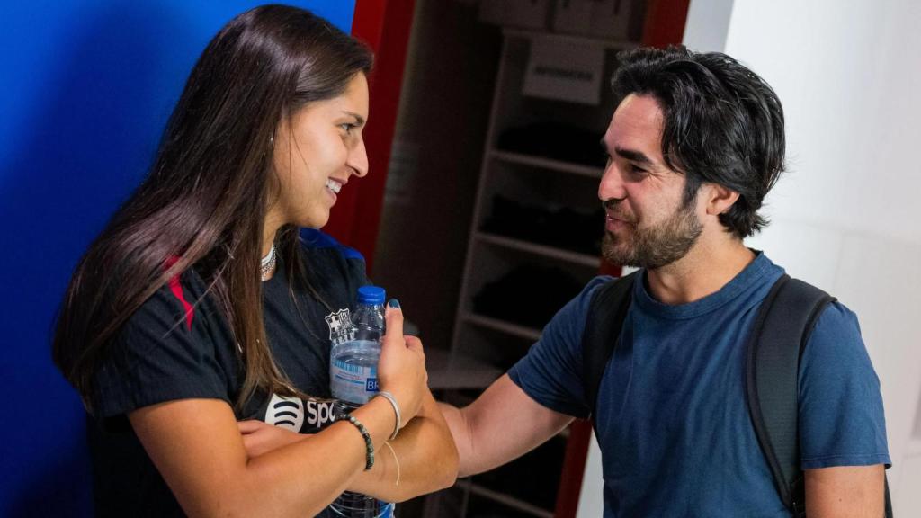 Kika Nazareth y Pere Romeu, en el primer día de la pretemporada del Barça Femenino