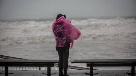 Tormenta en el paseo marítimo de Barcelona