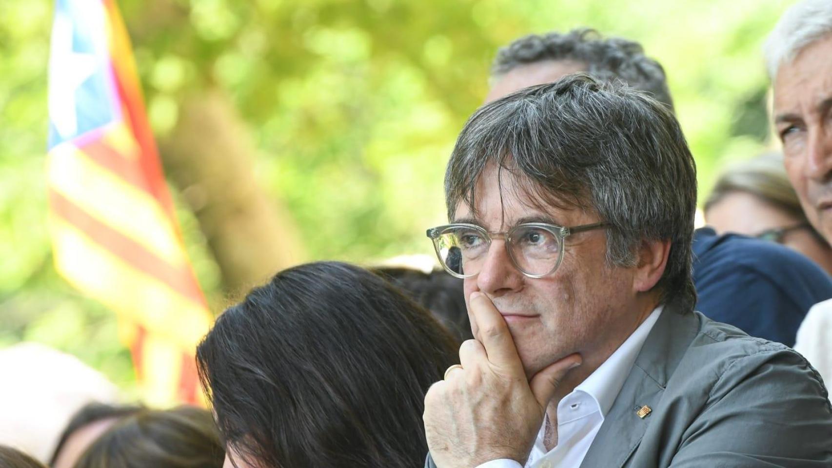 El 'expresident' fugado Carles Puigdemont, en un acto en el sur de Francia