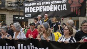 Lluís Llach protagoniza una protesta de la ANC, en el mes de julio